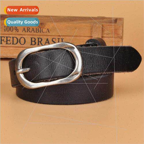 Women leather belt fashion versatile retro old jeans casual