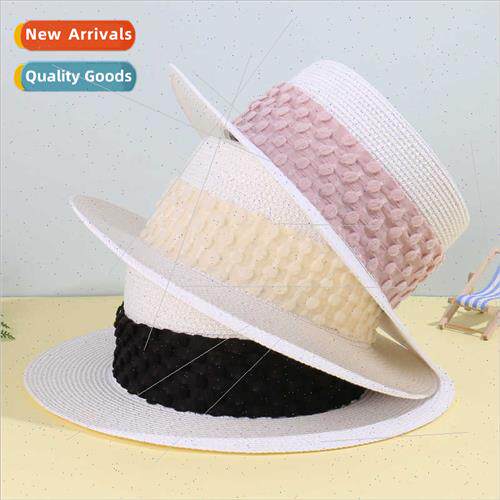 Spring Summer straw hat female webbing solid color sunscreen