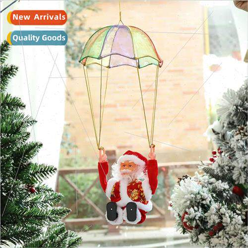 Climbing ladder parachute somersault electric music Santa Cl
