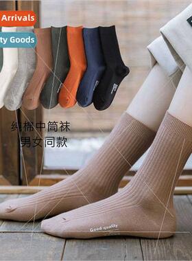 Socks  men women in spring autumn mid-calf socks solid color