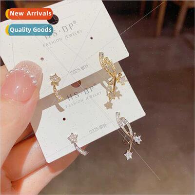 Fashion asymmetrical five-star ear bone clip s925 silver pin