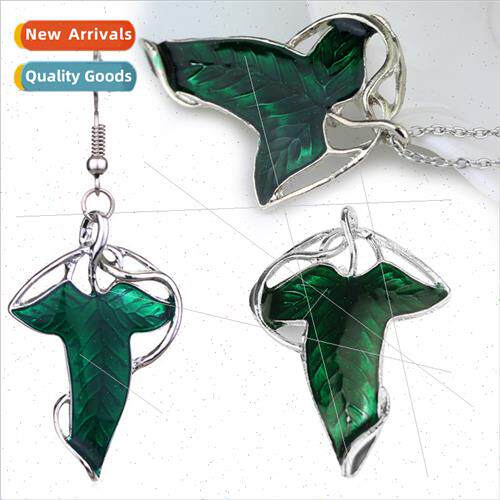 Film and  around the elf king green leaves pendant earrings