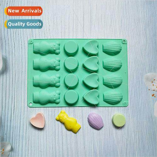 16 in a row 4 sets bear hearts 8 chocolate cake silicone mol