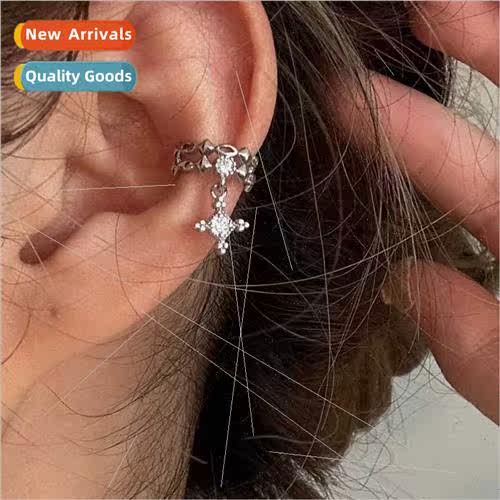 Double cross ear clips whout ear holes male earrings diamond