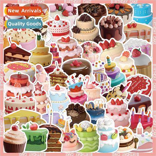 50 sheets 3D birthday cake waterprograffi stickers decorativ