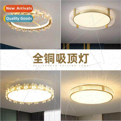 ght luxury post-modern copper crystal flower ceiling lamp wa