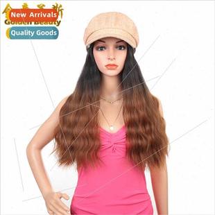 Long Fashio Gradient Anchor Hair Curly Inch Brown Wig Hat