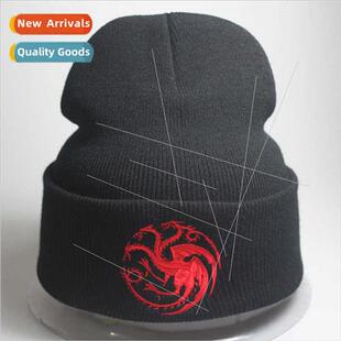 popular men women warm wool cap dragon fire dragon embroider