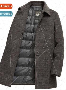 Middle-aged men father winter jacket winter wool tweed coat