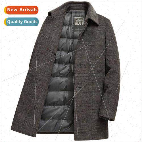 Middle-aged men father winter jacket winter wool tweed coat