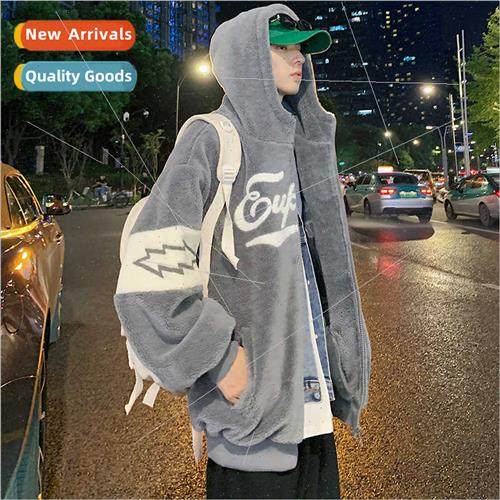 Padded thickened color clashing cotton jacket men embroidere