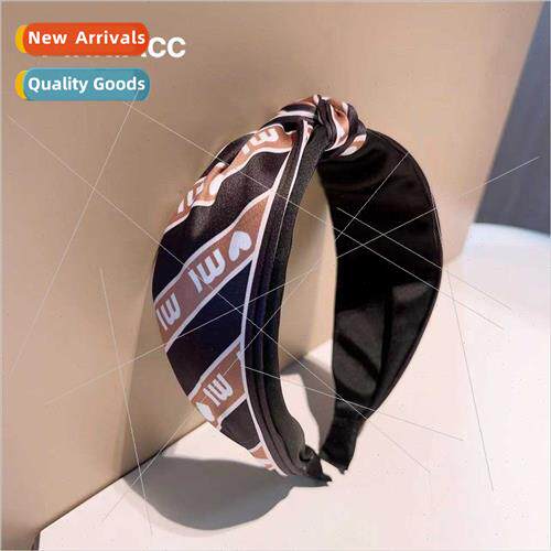 new retro silk printing letters love M wide  knot ageing hea