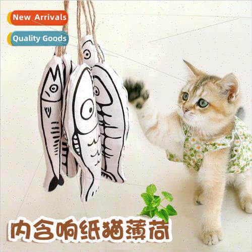 Cotton imation fish cat pet toys wh catnip teaser cat stick