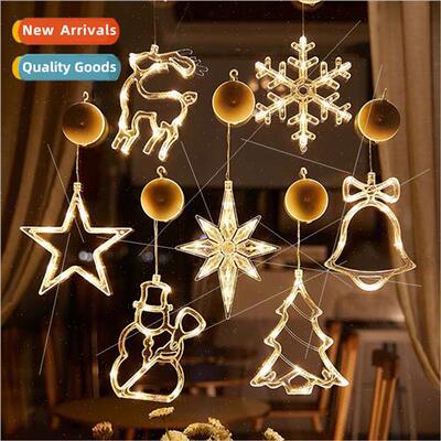 Christmas LED ght Snowflake Santa Hanging Sucker Lamp Wind