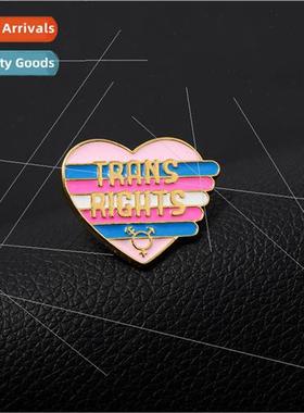 New Cartoon Heart TRANS RIGHTS Pin Transgender Rights Rainbo