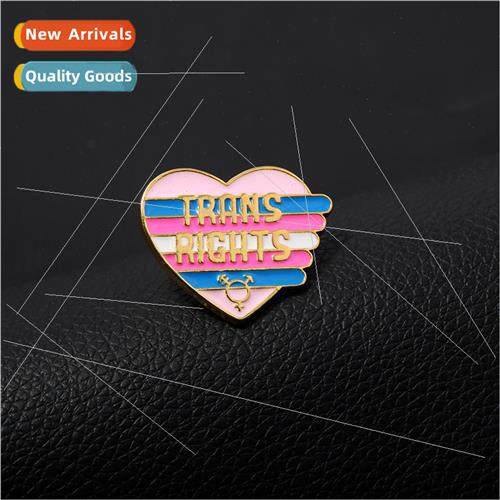 New Cartoon Heart TRANS RIGHTS Pin Transgender Rights Rainbo
