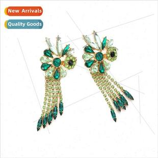 exaggerated earrings colored tassel fas diamond personalized