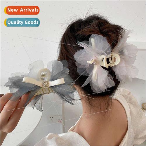 Diamond fairy yarn bow acrylic hair clips Korea cute tempera