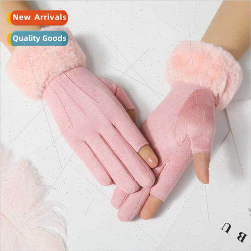 Gloves female winter Korean  padded riding dew gloves thicke