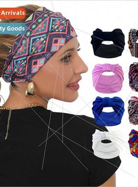 Bohemian Headband Extra Wide Stchy Sports Hairband Printed W