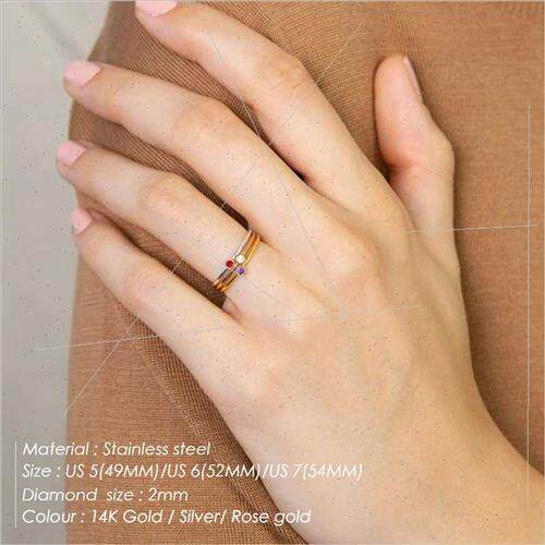 stainless steel ring female simple niche diamond ring zircon