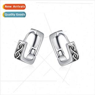 Koreageometric square box tanium steel earrings set retro me