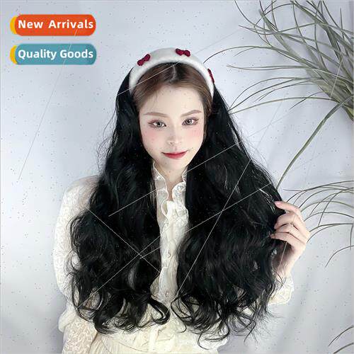 Hair band wig one-piece wig female long hair retro fairy hun