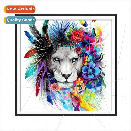 Stick drill painting new modern  animal dazzle color lion fu