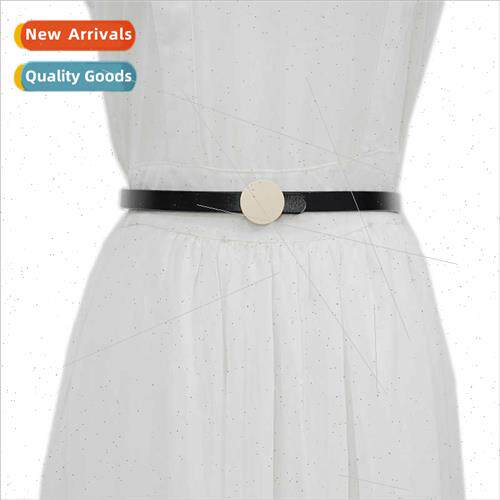Women versatile  cowhide belt ladies simple decorative round
