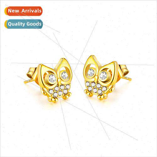 Europe spring stainless steel owl earrings fashion simple cu