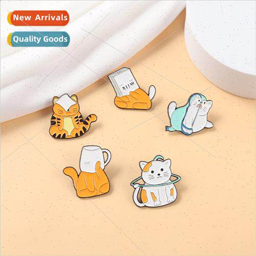 Cute cartoon small animal brooch small tiger metal badge cat