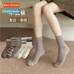 Wool socks women new fall winter retro striped socks wh wome