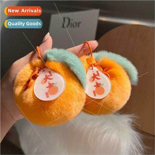 Cute otter rabb hair small orange car keychain pendant plush