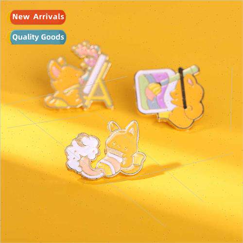 New alloy animal jewelry creative cute fox learning to draw