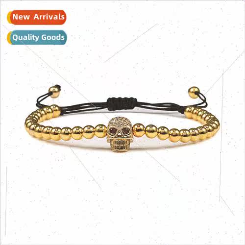 fashion micro-set skull bracelet copper beads bracelet 5mm e