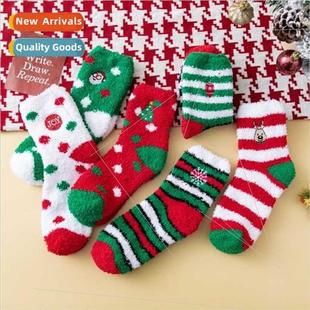 coral velvet socks Socks Christmas cartoon elderly soc women