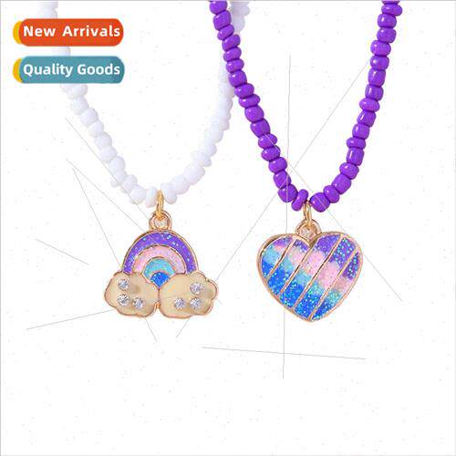 Europe new BFF good friend diamonds rainbow beads alloy pend