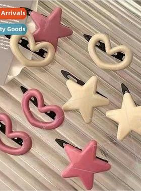 pink love heart hair clip girl side clip cute frog buckle ba