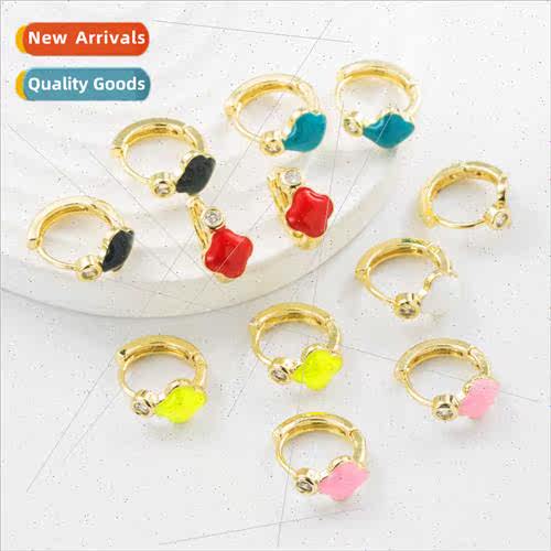 Europe copper plated real gold inlaid zirconia oil drop four