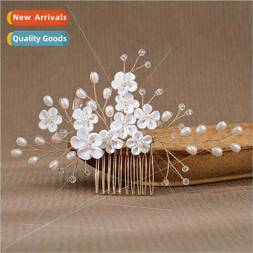 Korea retro bridal headdress handmade ceramic flowers hair c