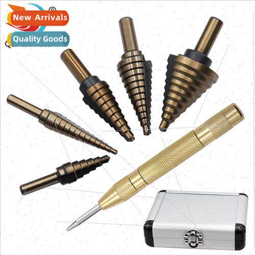 6pcs Inch Aluminium Box Step Drill Cen Punch Set Pagoda Dril