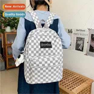 schoolbag plaid female simple backpack Large leisure capacy