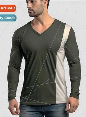 Men 2023 new Brish casual color blocking loose long-sleeved
