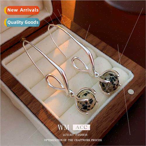 Tiger Eye Stone Round Irregular Earrings Hundreds Ear Hooks