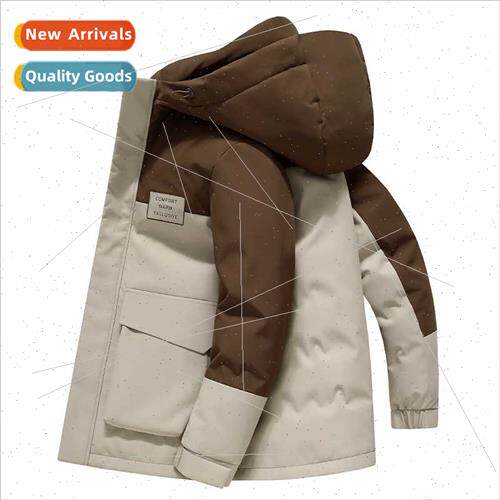 Big brdown jacket men collision color splicing graphene heat