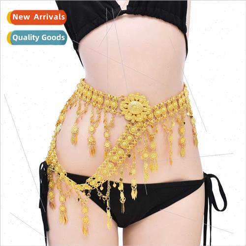 Ethnic alloy flowers waist chain retro hollowed out gold-pla