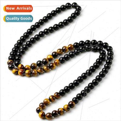 New Mens Tiger Eye Stone Beads Necklace Fashion Obsidian Nec