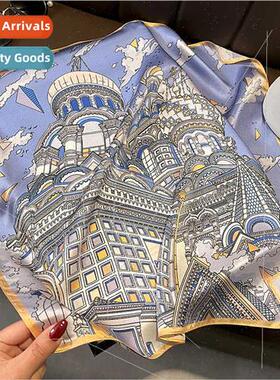 Brish archecture retro spring summer fashion 53cm silk silk