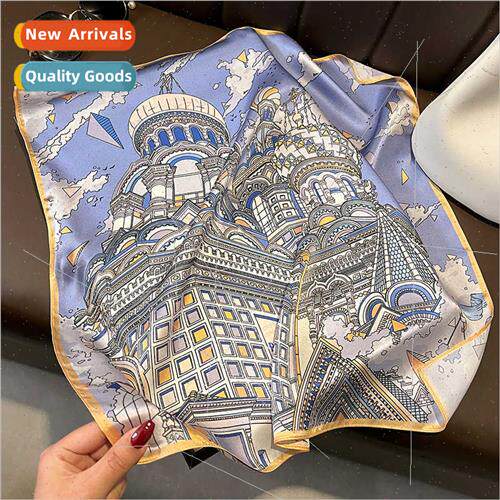 Brish archecture retro spring summer fashion 53cm silk silk