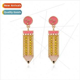 inlaid diamond earrings simple oil pencil retro dro creative